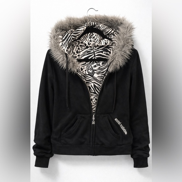 Mental Militia Reversible Zip-Up Hoodie – Faux Fur Hood - Picture 2 of 10